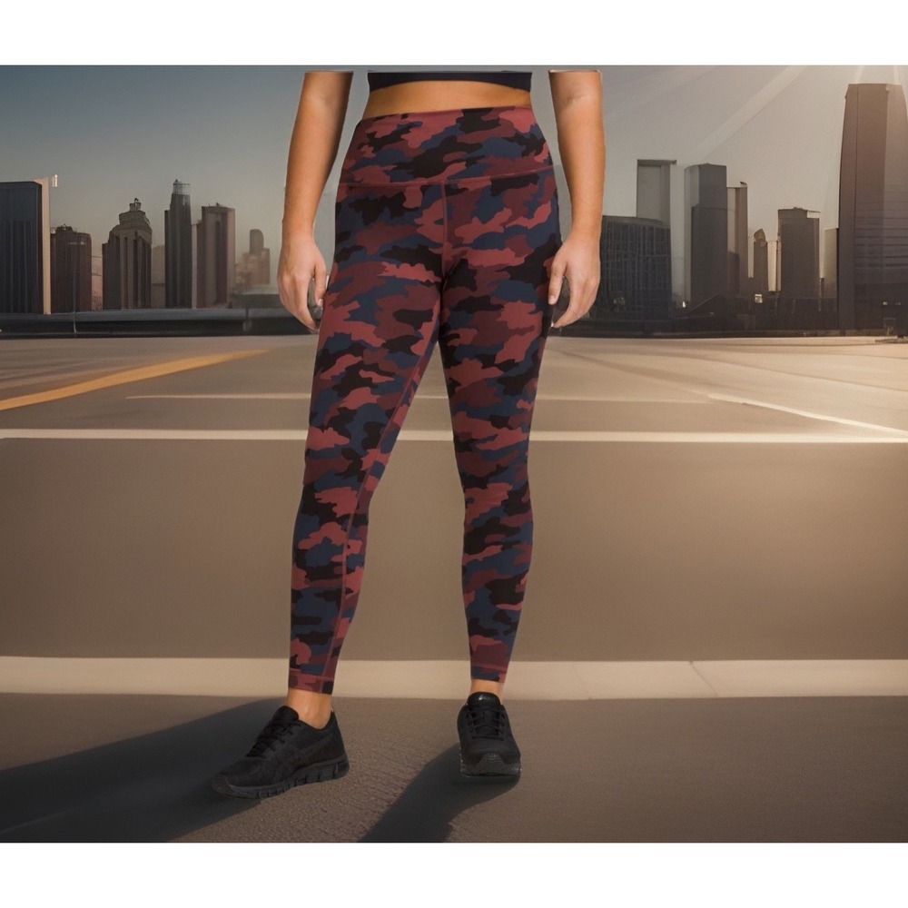 Lululemon Sz 12‎ Wunder Under HR Tight 28" Heritage 365 Camo Smoky Red Night Sea